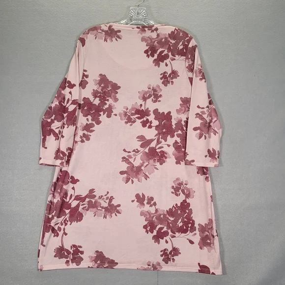 Chicos Floral Side-slit tunic  Scoop neck 3/4 Sleeve Size 2 u.s. Size L - Picture 2 of 11